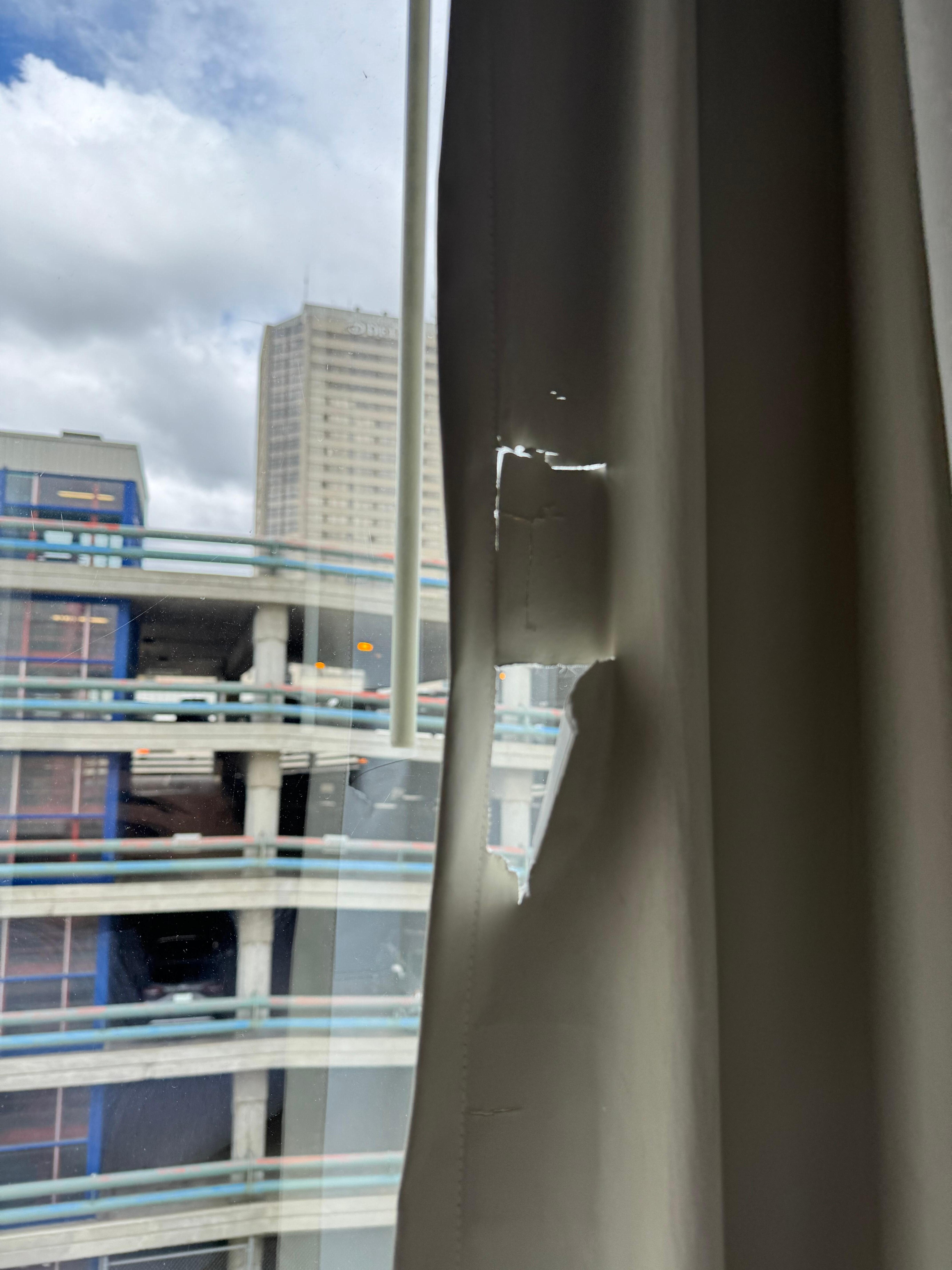 Damaged curtain
