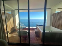 The lovely balcony with sea view and whirlpool