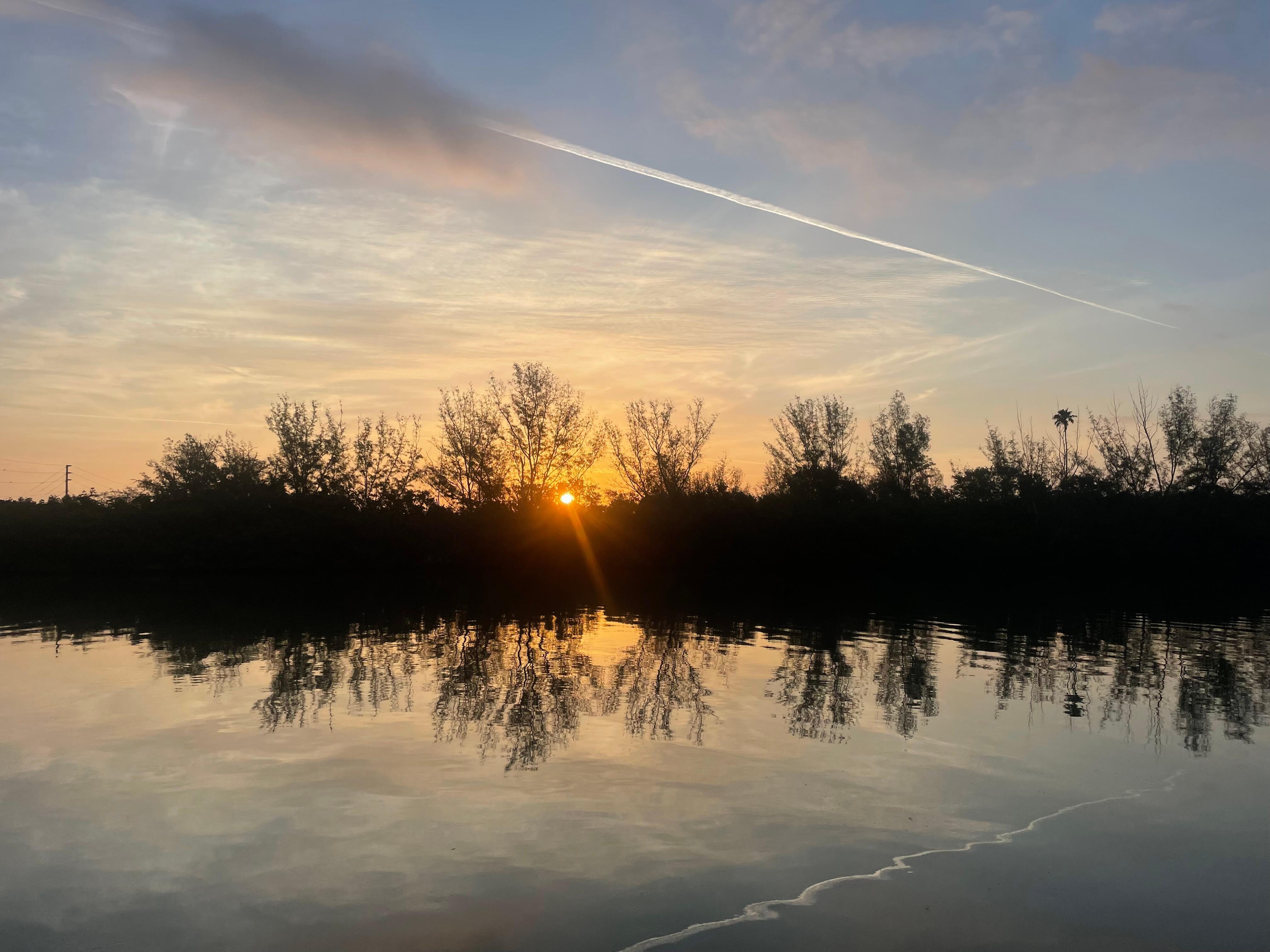 The beautiful sunrise from the right outside the door