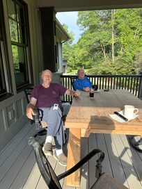 Enjoying morning coffee on the huge covered porch.
Watching the birds was an added feature.