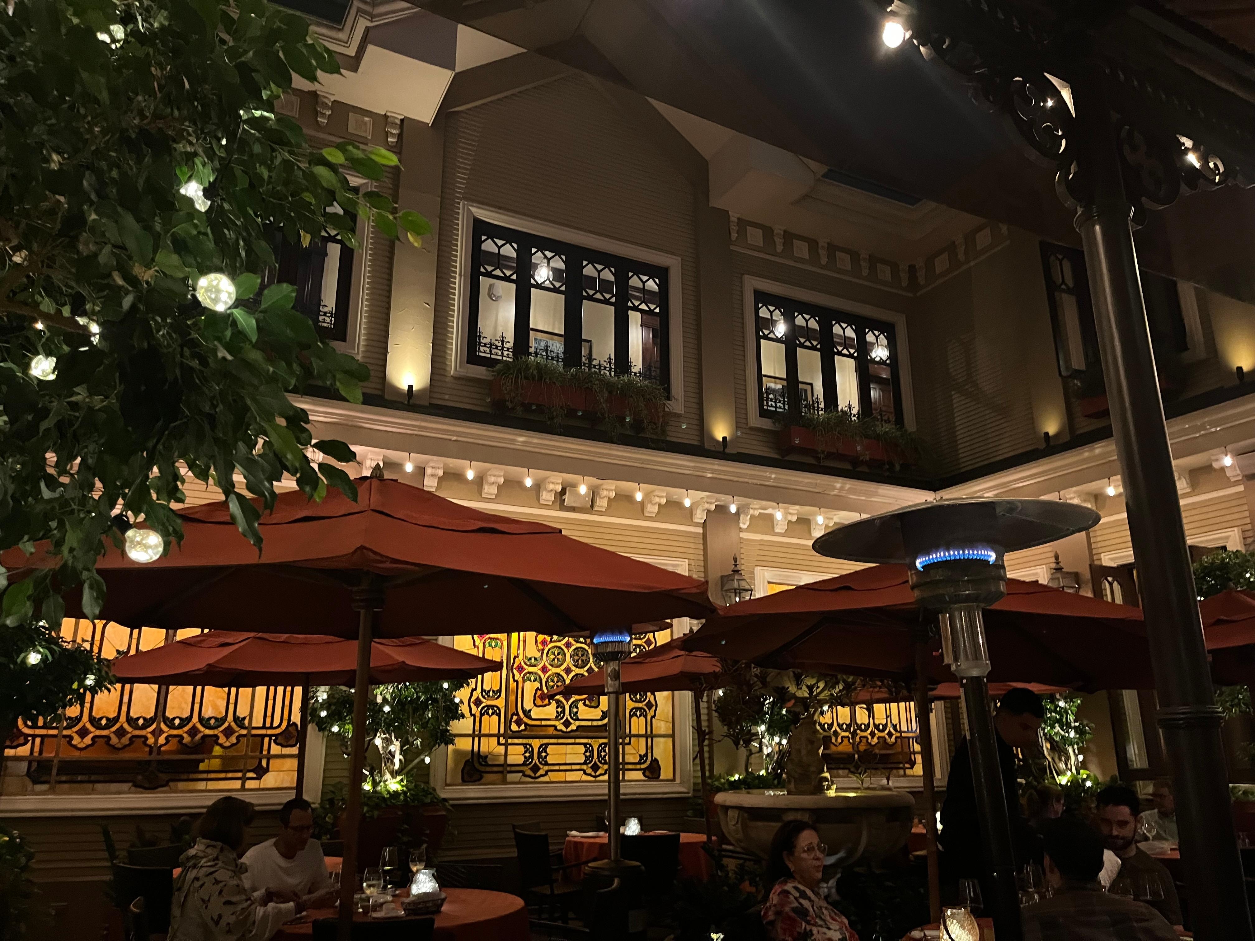 View of the courtyard whilst eating dinner 