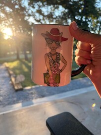Peaceful morning on the front porch with the cutest coffee cups.