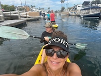 Kayaking and paddle boarding with the family great to do that right before going to the beach