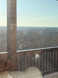 Handprints/dirty windows/sliding glass doors.