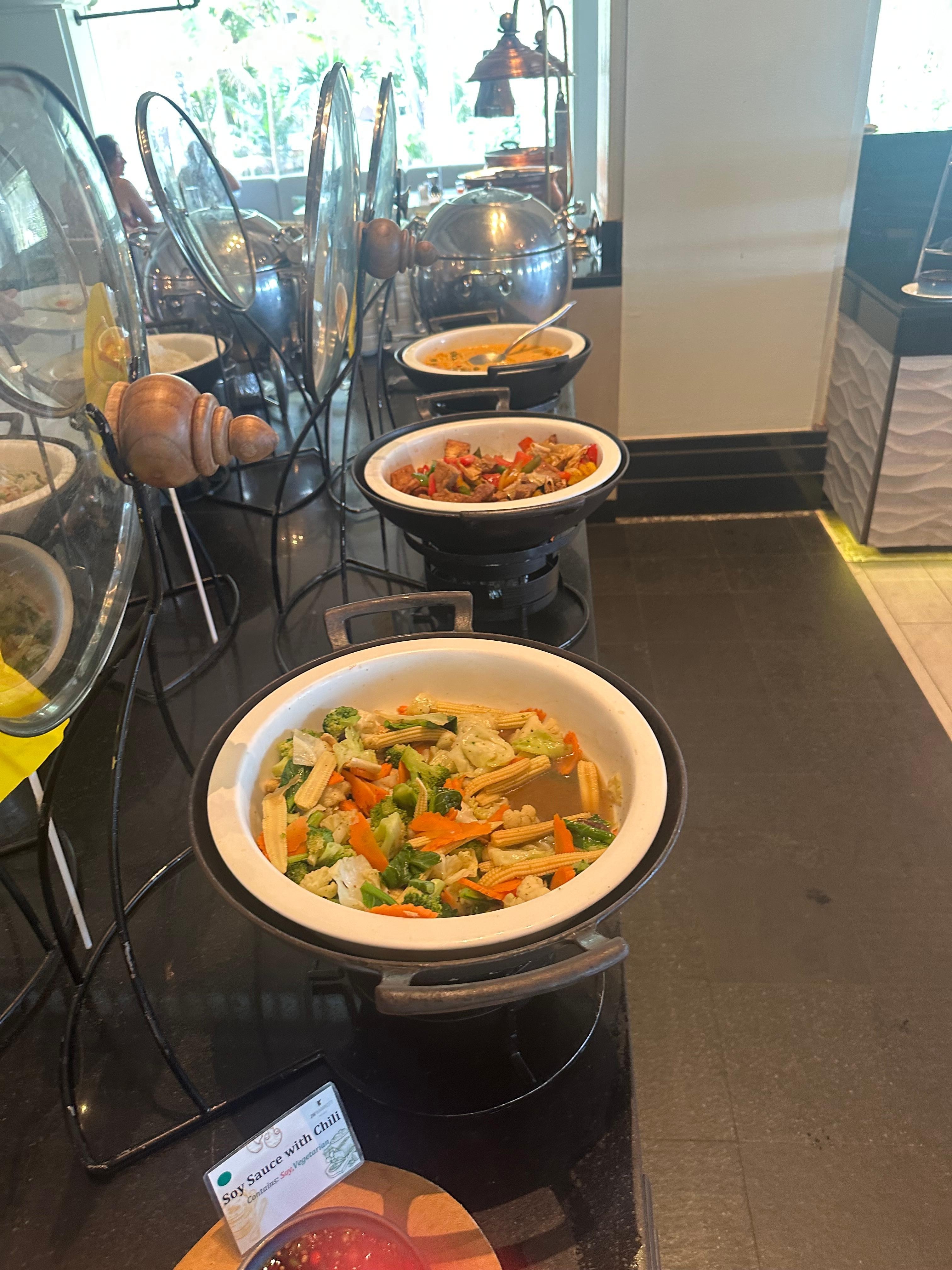 Breakfast buffet had so many stations. From eggs, omelets stations, and 20 varieties of handmade blended yogurts and fruit to noodle bar. 