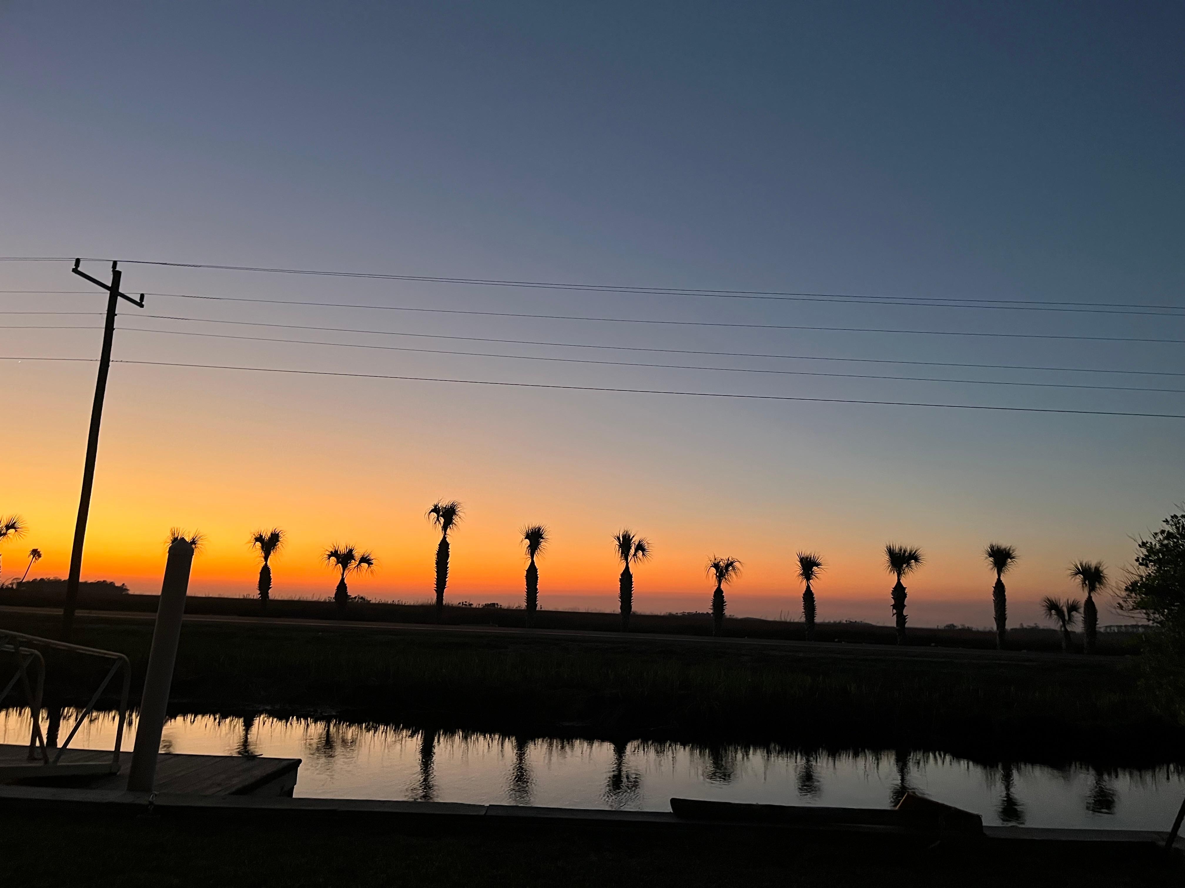 The view from the deck at sunset. 