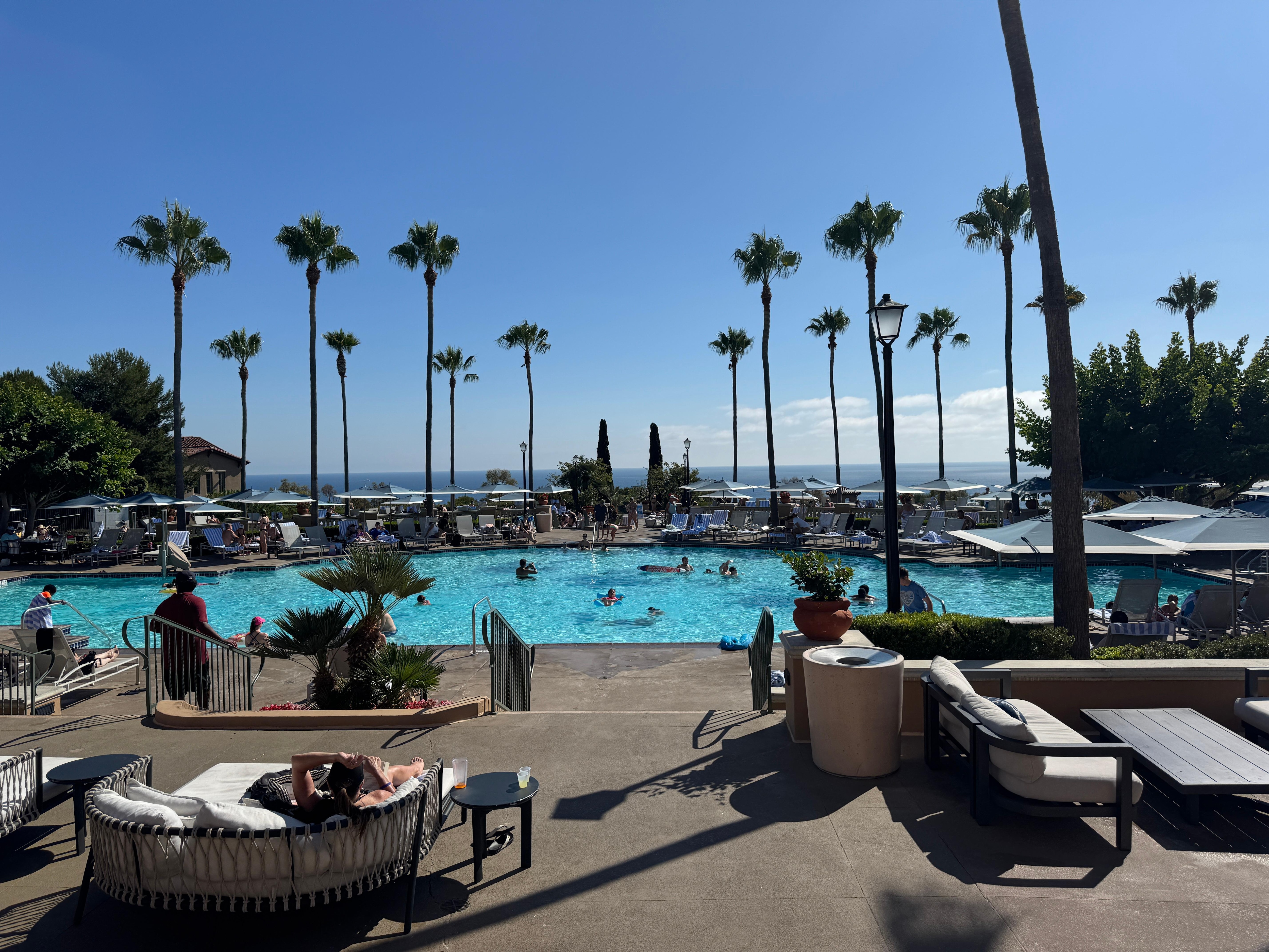 The main pool area is huge, fun, with a great view of the Pacific Ocean. 