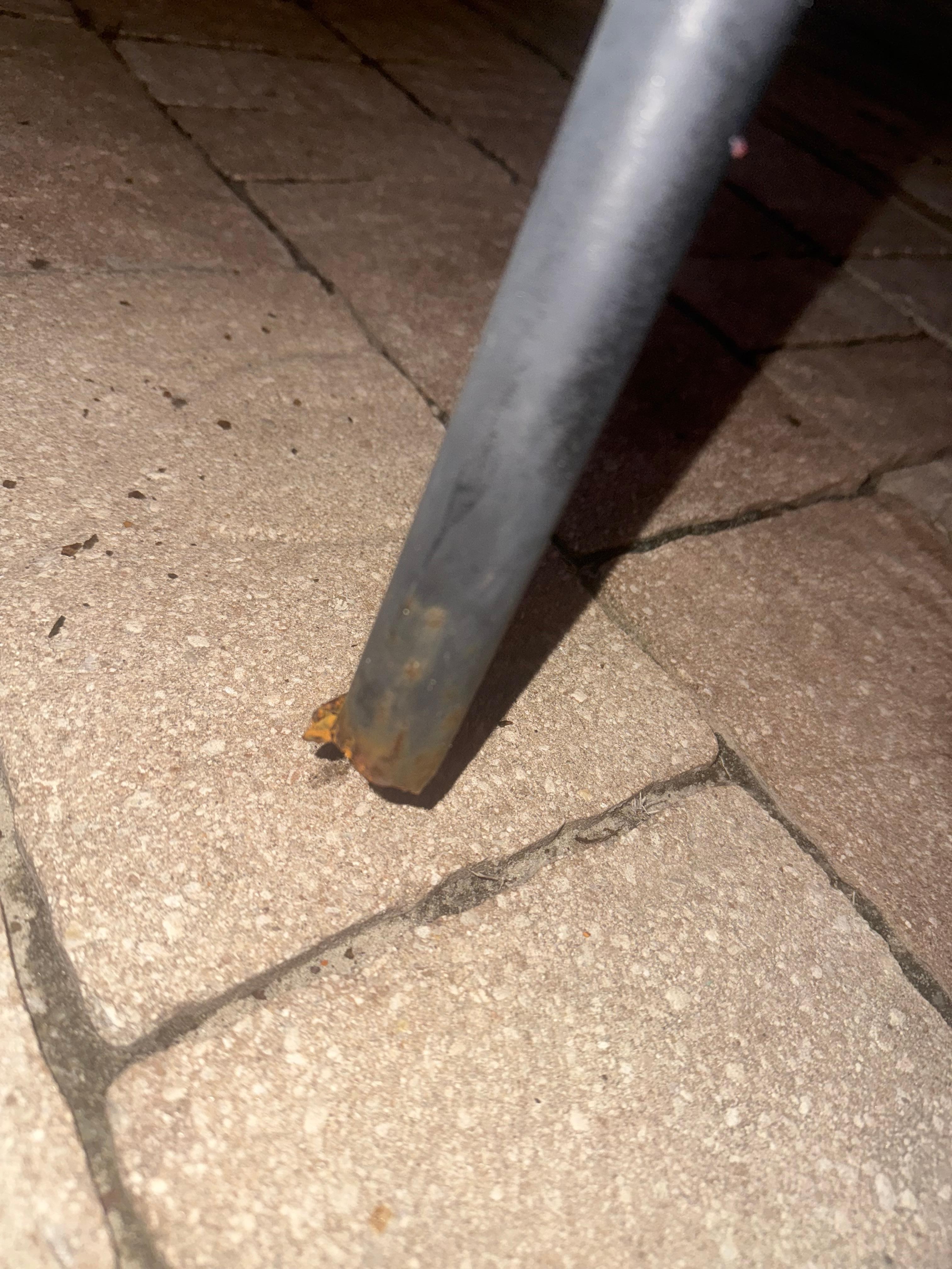 Every lounge chair has a sharp rusted bottom and not able to rest on cement. 