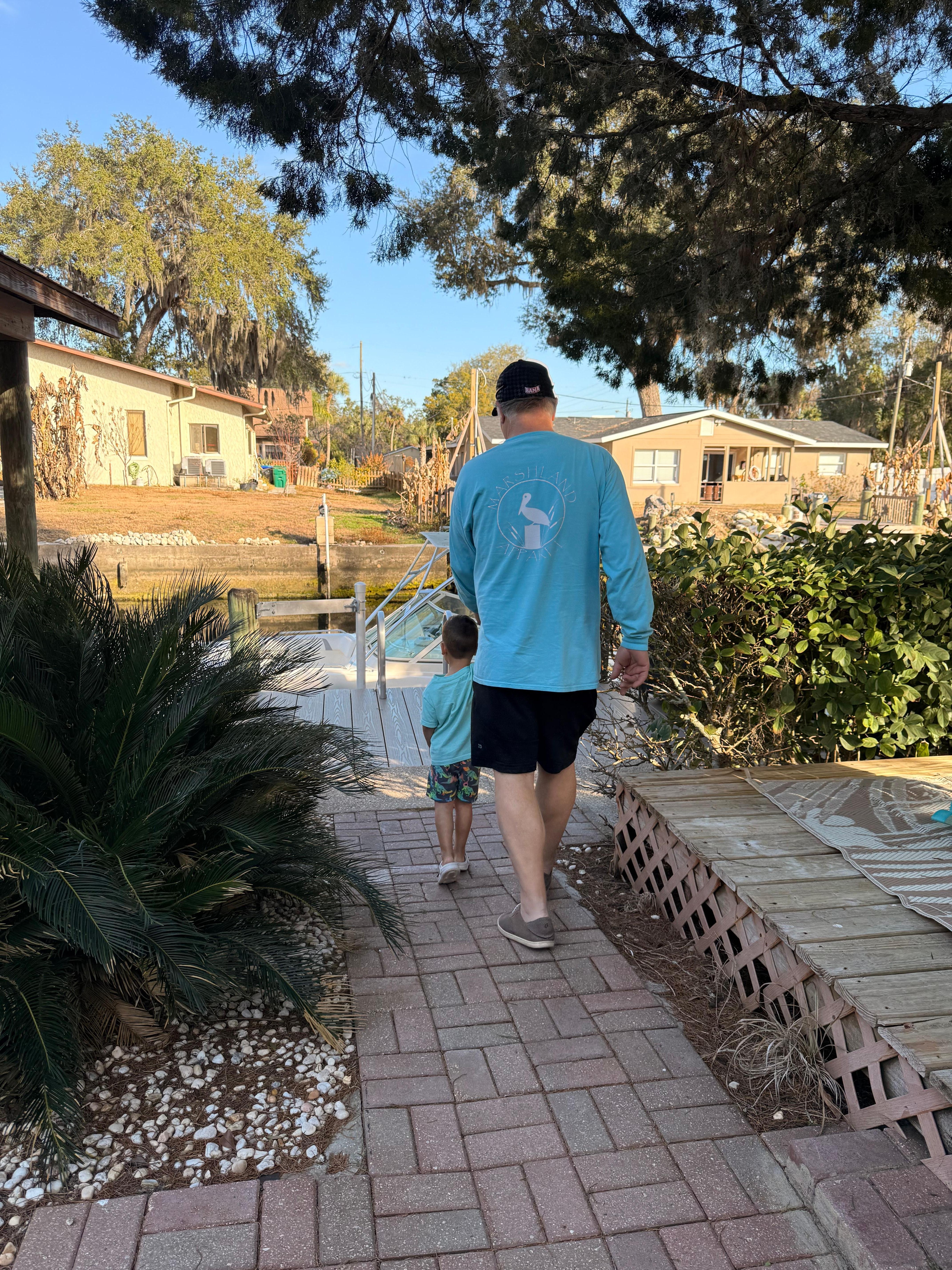 Walking to the boat dock right outside the back door