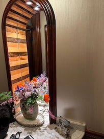 Fresh flowers in entryway.