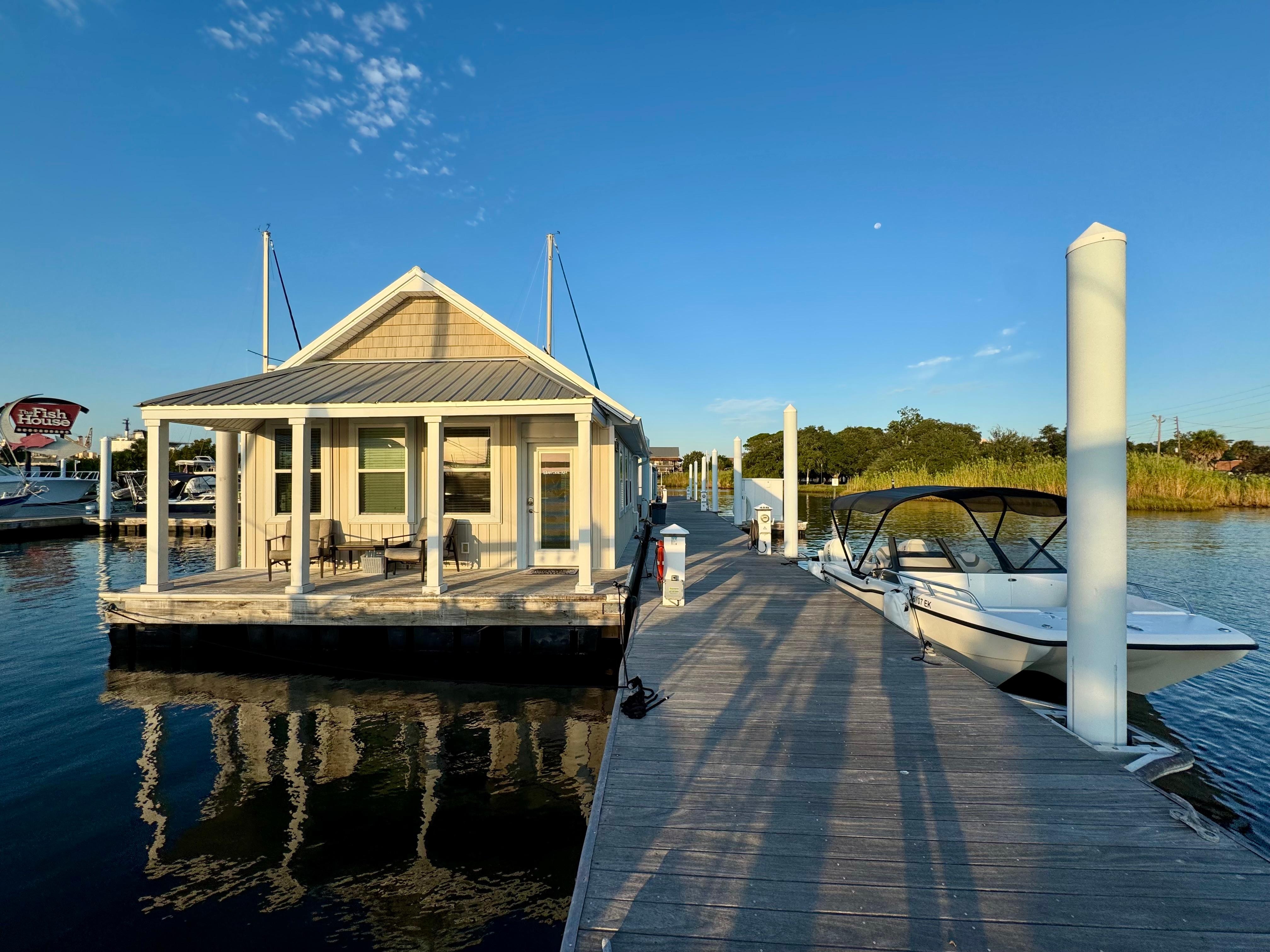 Front view with boat parking adjacent