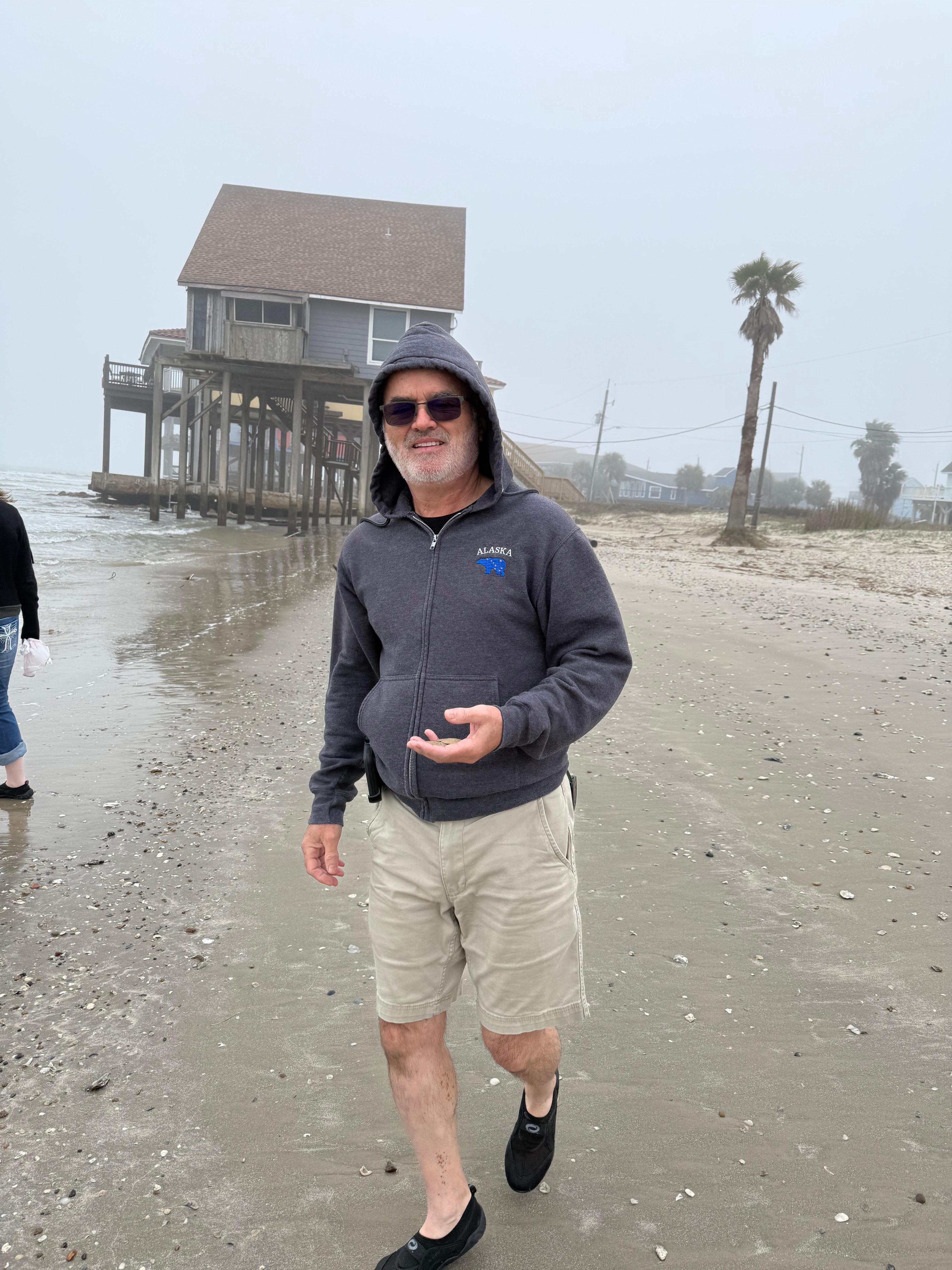 On the look for shells. 