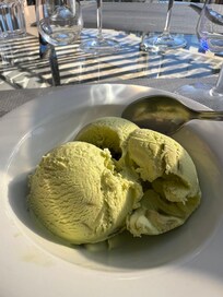 Local gelato! I like the pistachio and strawberry flavors mixed together. However, if you have never had the salt & olive oil on vanilla, it is a wonderful treat!