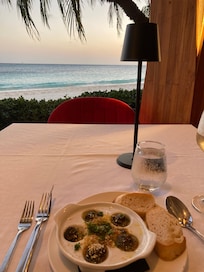 Delicious escargot appetizer at The Red Parrot at the Divi.