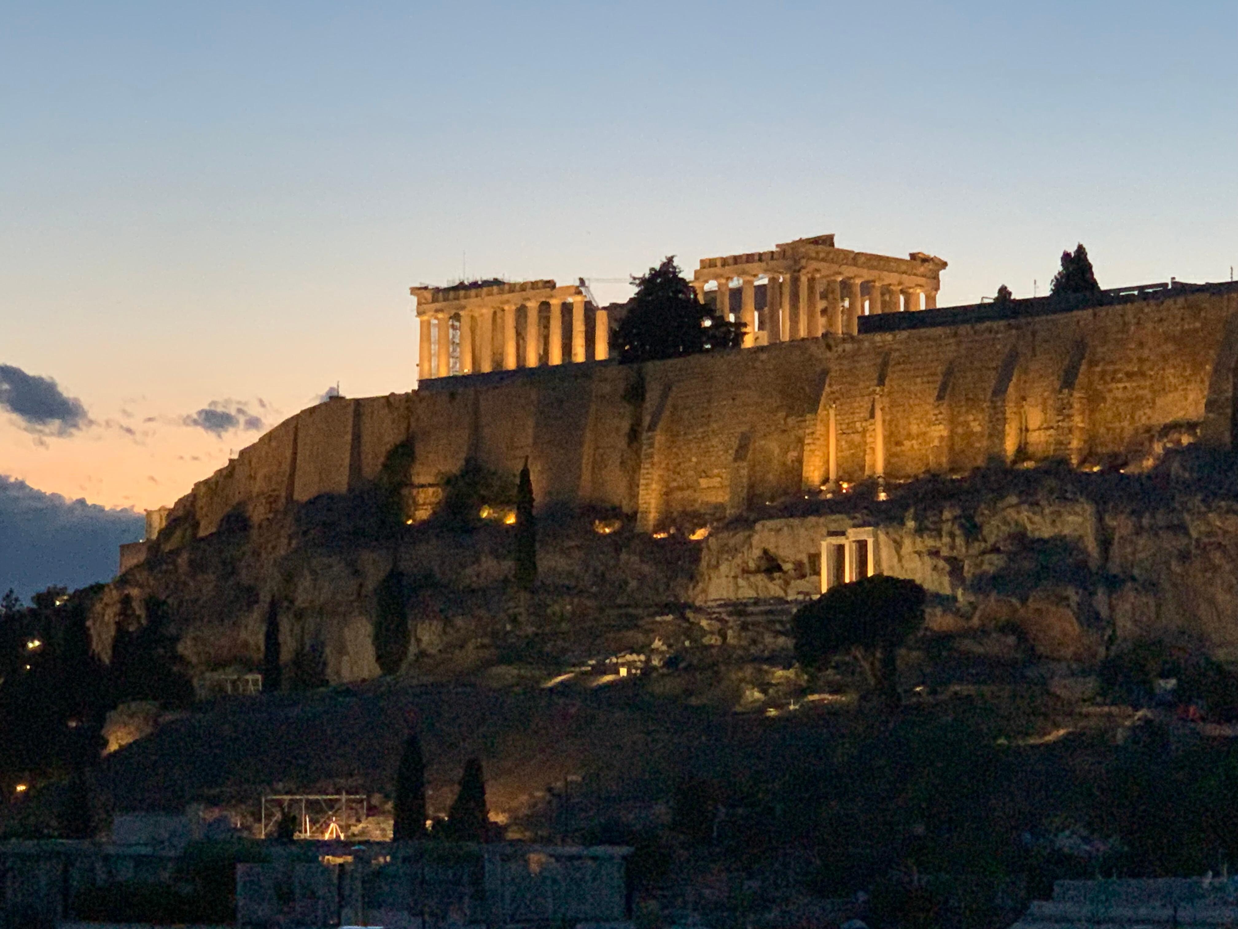 View of Acropolis from rooftop restaurant 