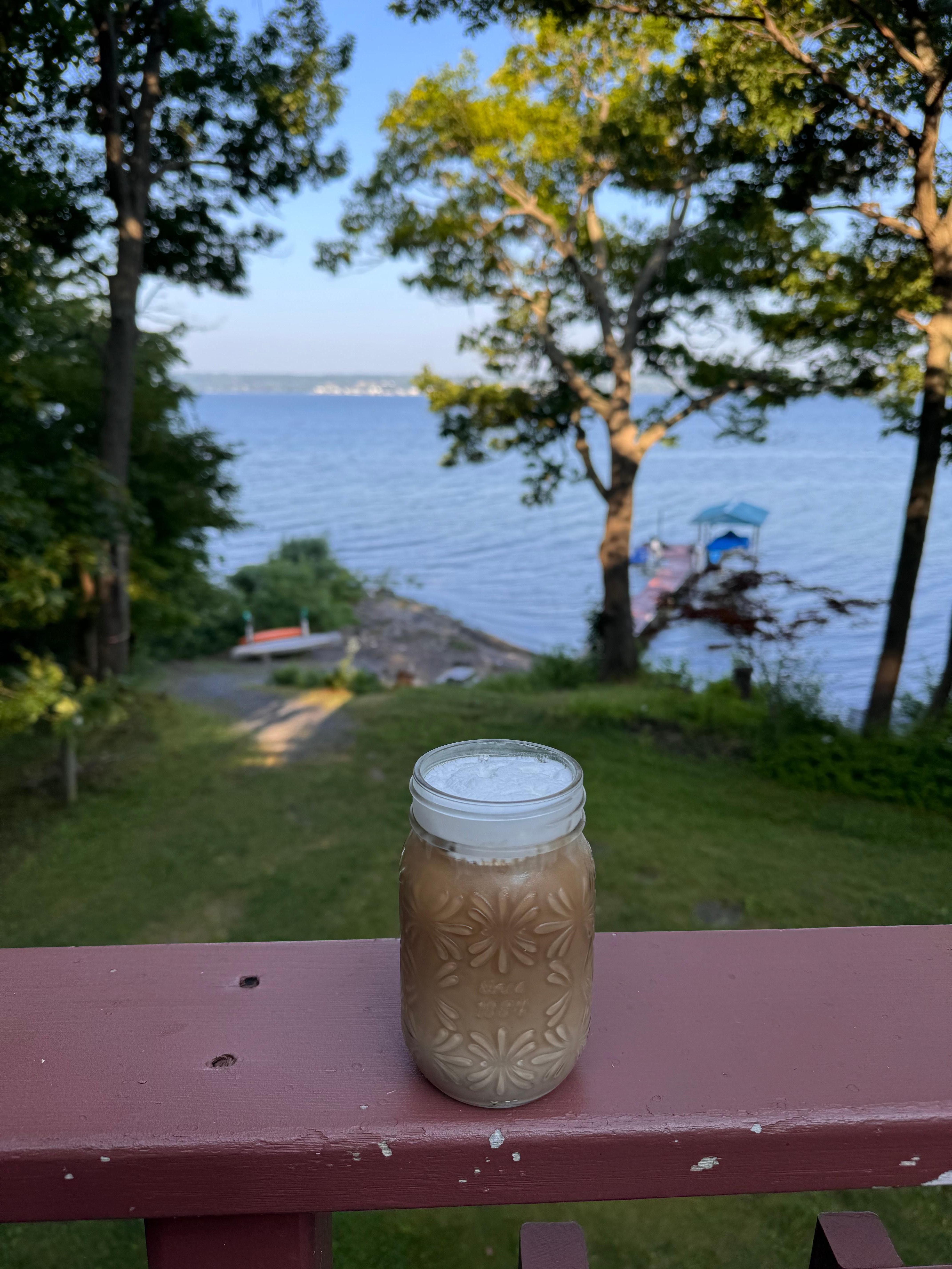 Homemade Pumpkin Spice Latte and a beautiful morning view.