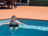 Relaxing in the heated pool