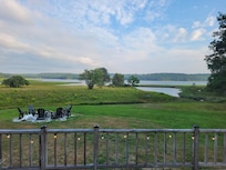 A beautiful look at the lake as evening starts to fall
