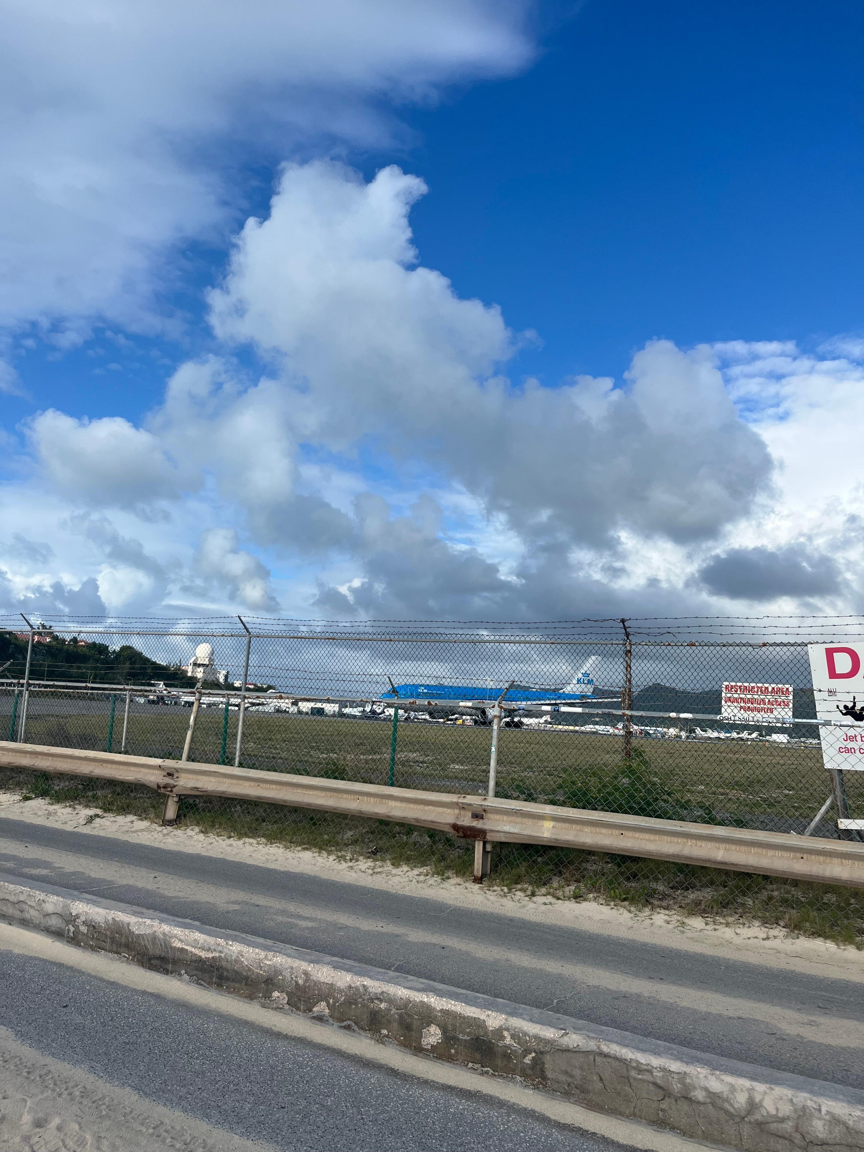 A picture of the runway from sunset beach area
