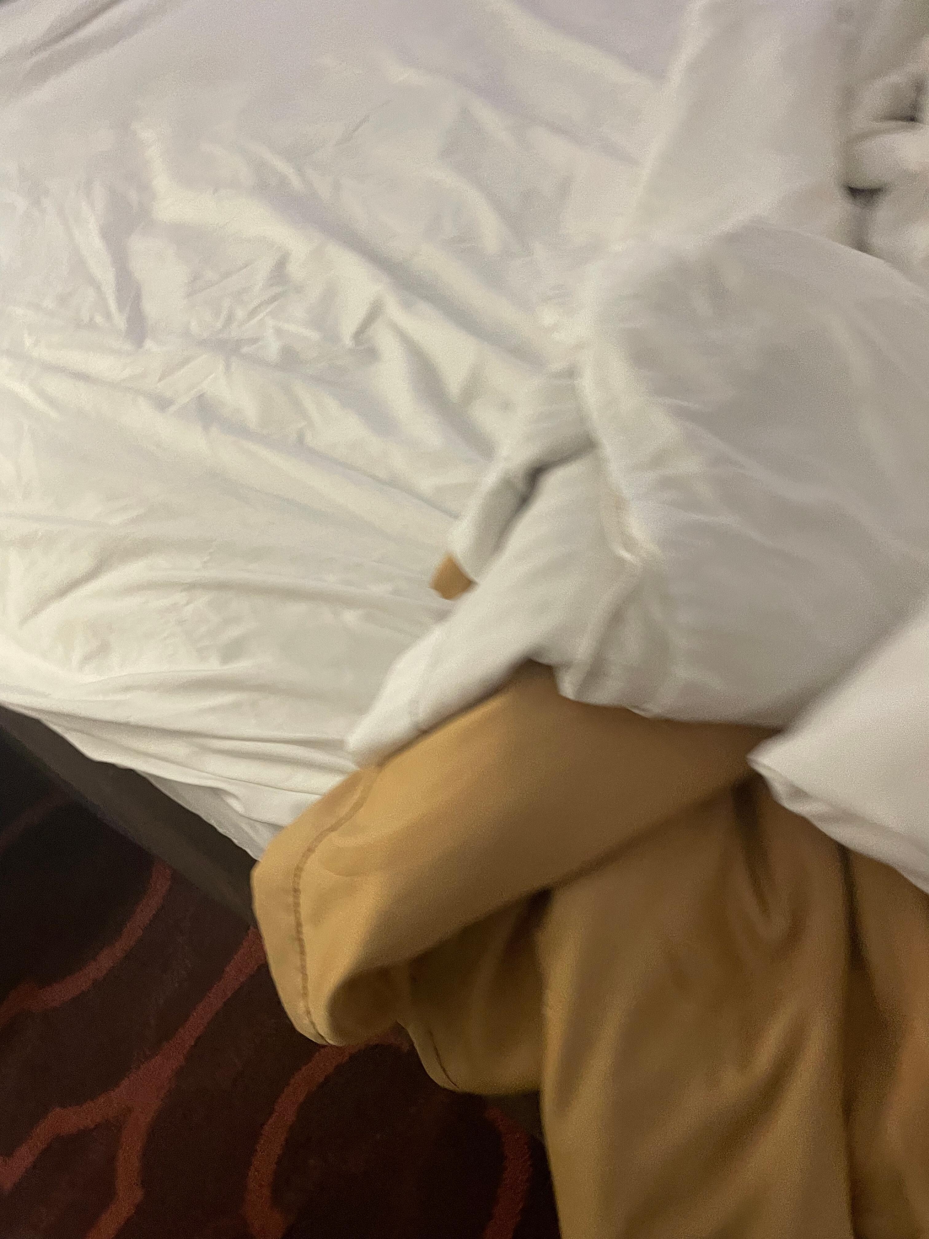 Stain on sheets.