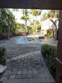 Closed and unmaintained pool.