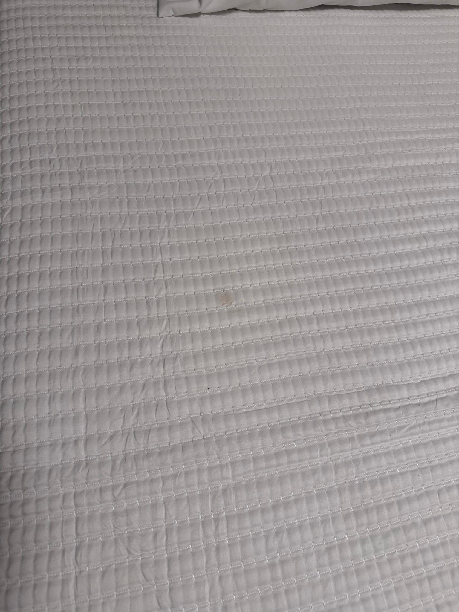 Blood stain on one of the bed sheets