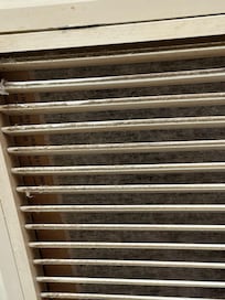 Build up of dirt on return air located in the kitchen.