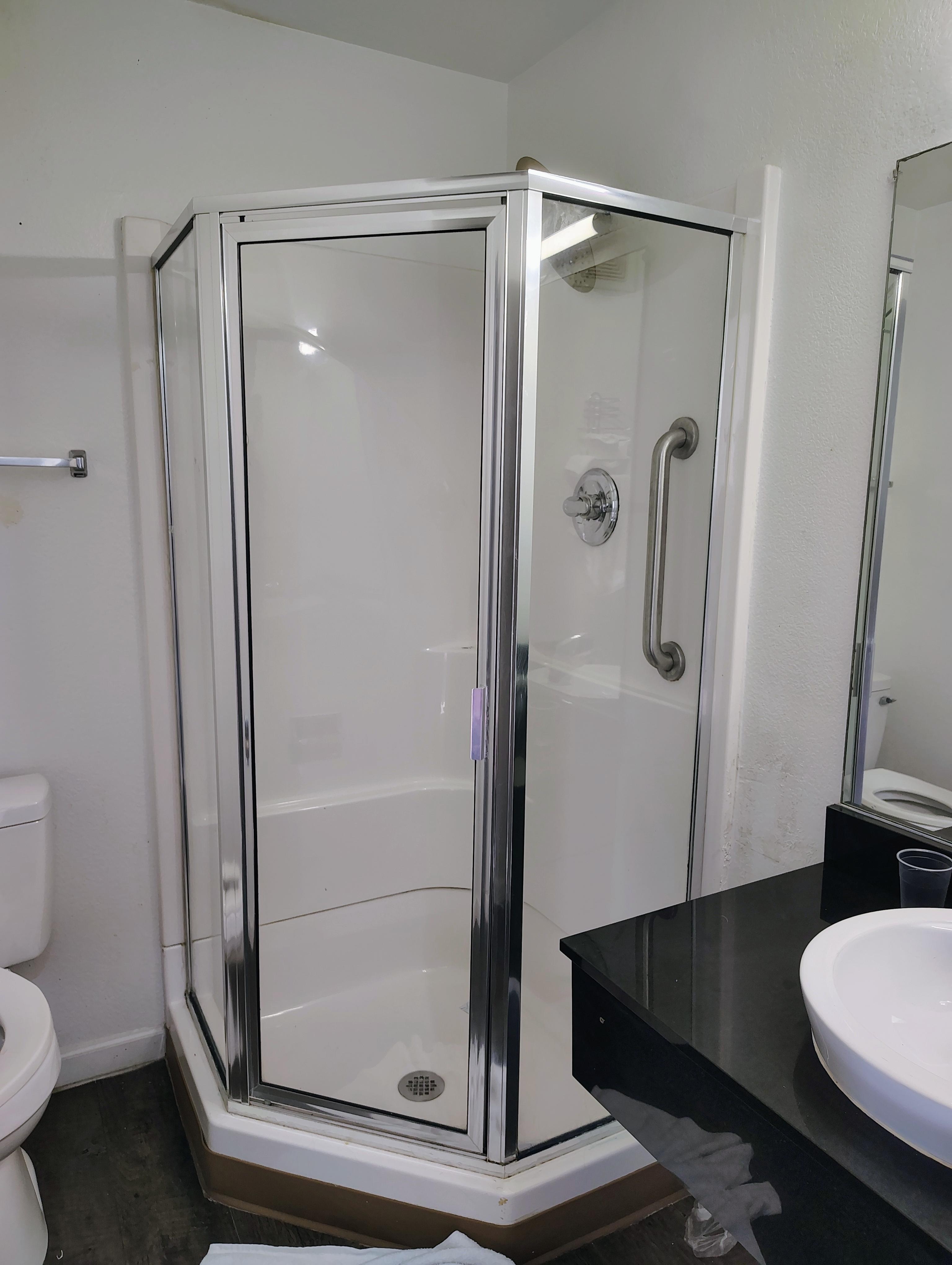 Shower was extremely small and felt claustrophobic even with a glass door.