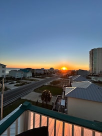 Sunset view from west side deck of crow’s nest.