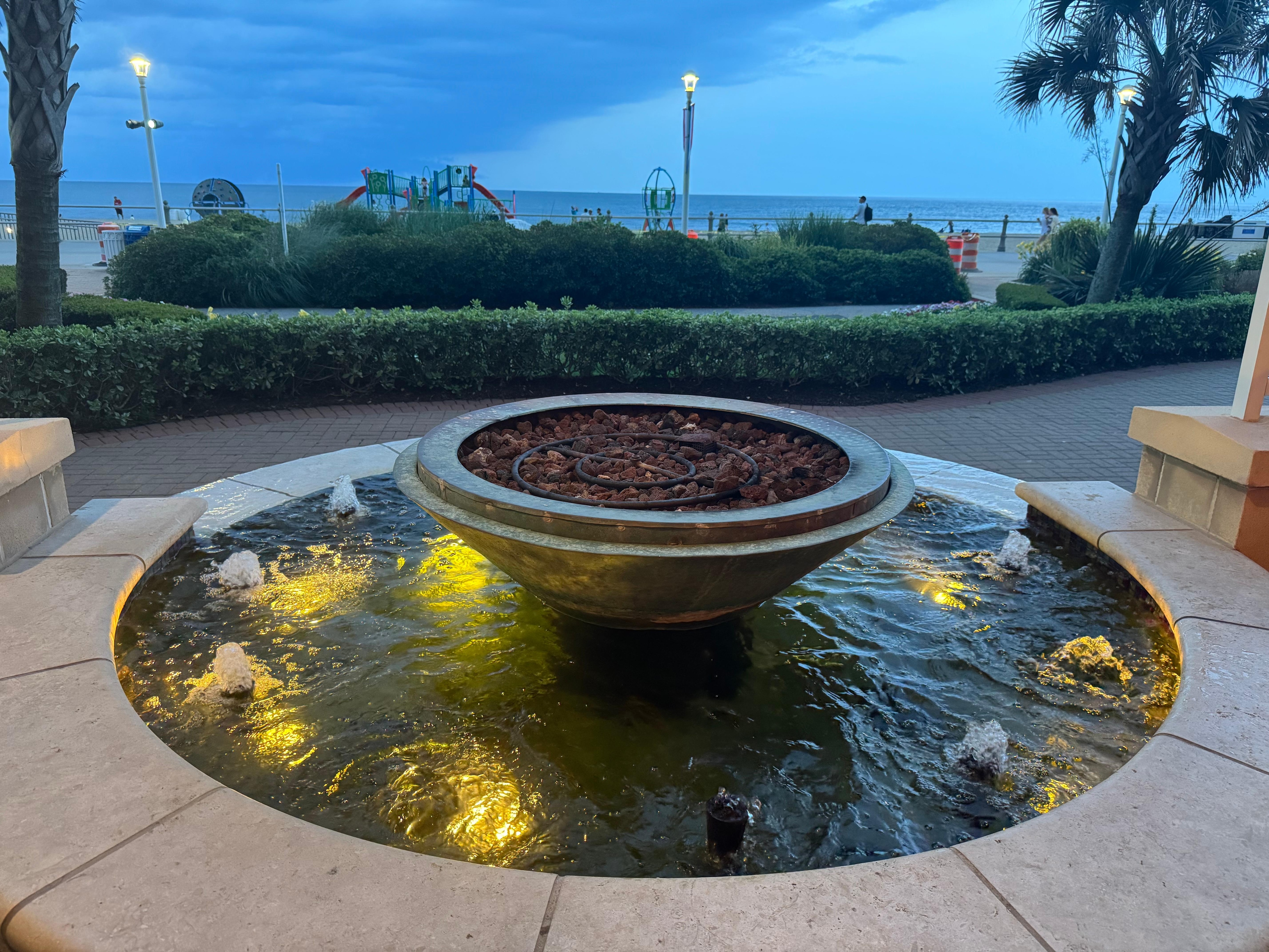 Sitting out by the fountain 