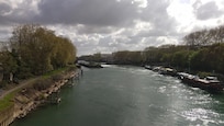 The Marne river seen from the bridge on the way to the sybway statiob.