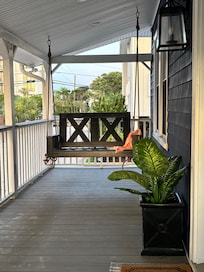 You can see boats in the bay from the swing and beautiful sunsets.
