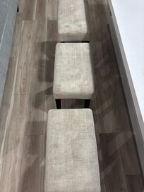 Stained stools for the island seating.