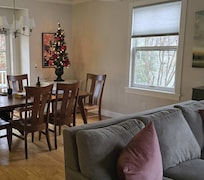 The great touch, Christmas Tree and bottle of wine.