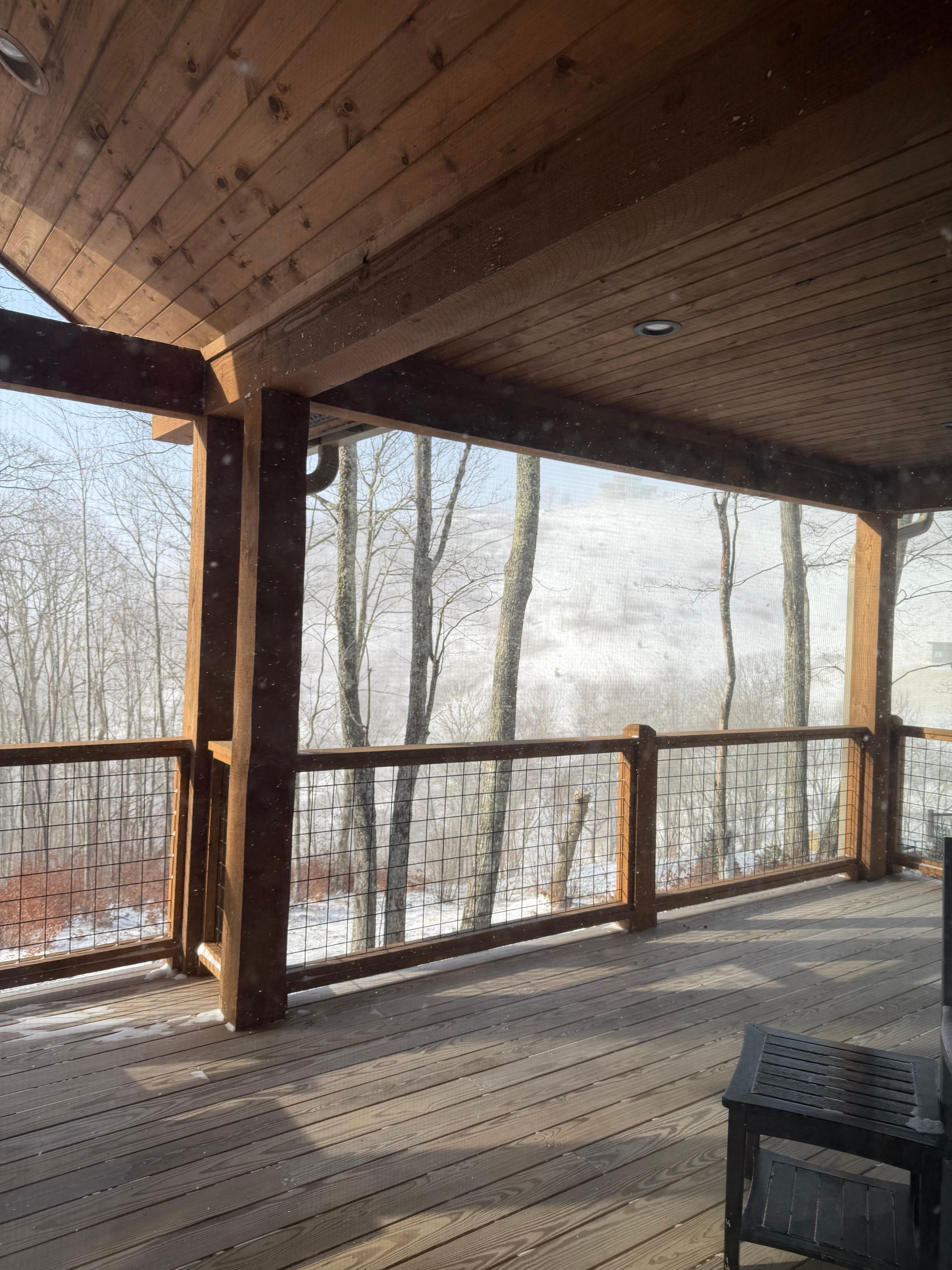 Beautiful deck with fire table and hot tub