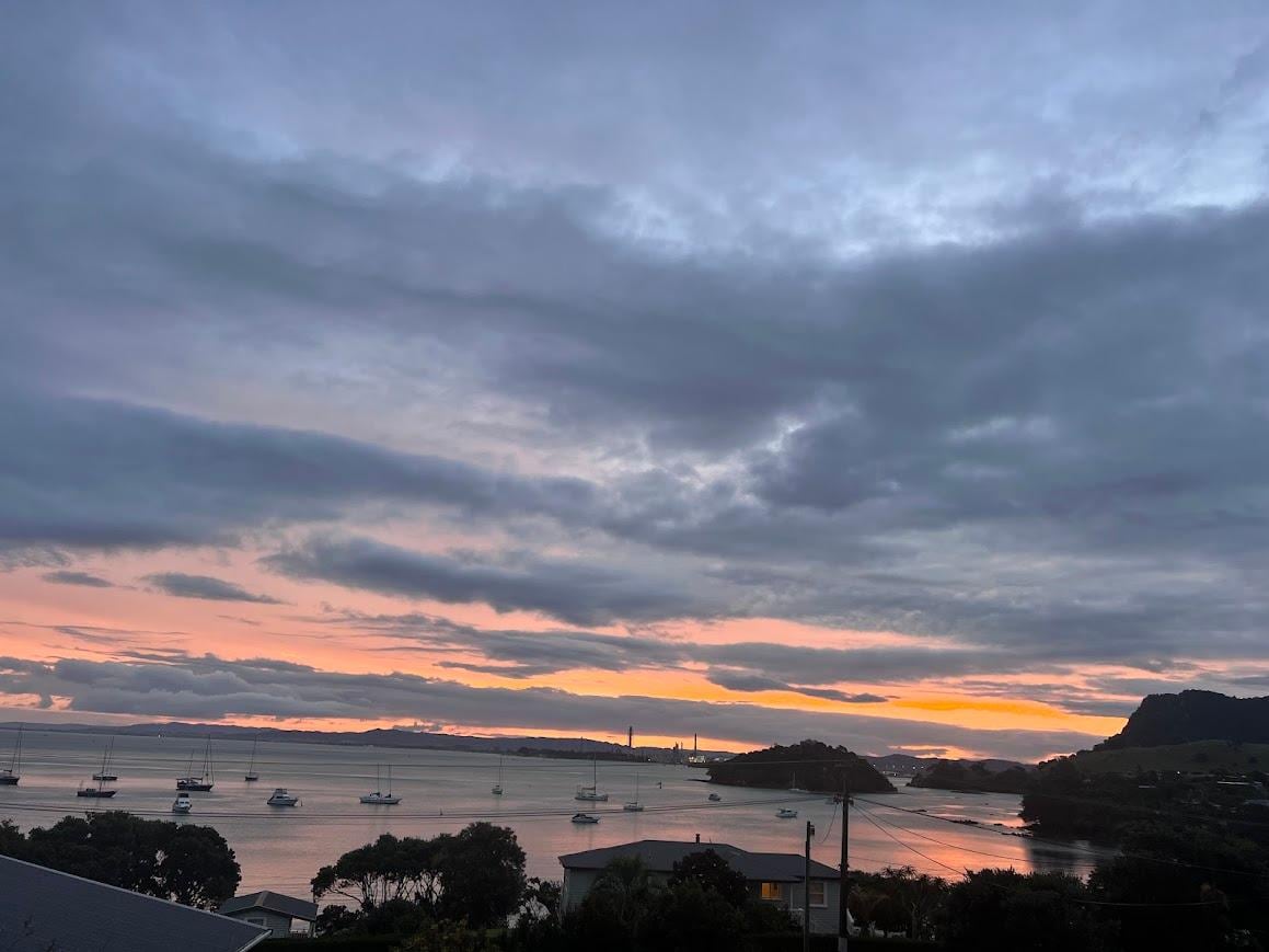 Sunset over the bay from the balcony