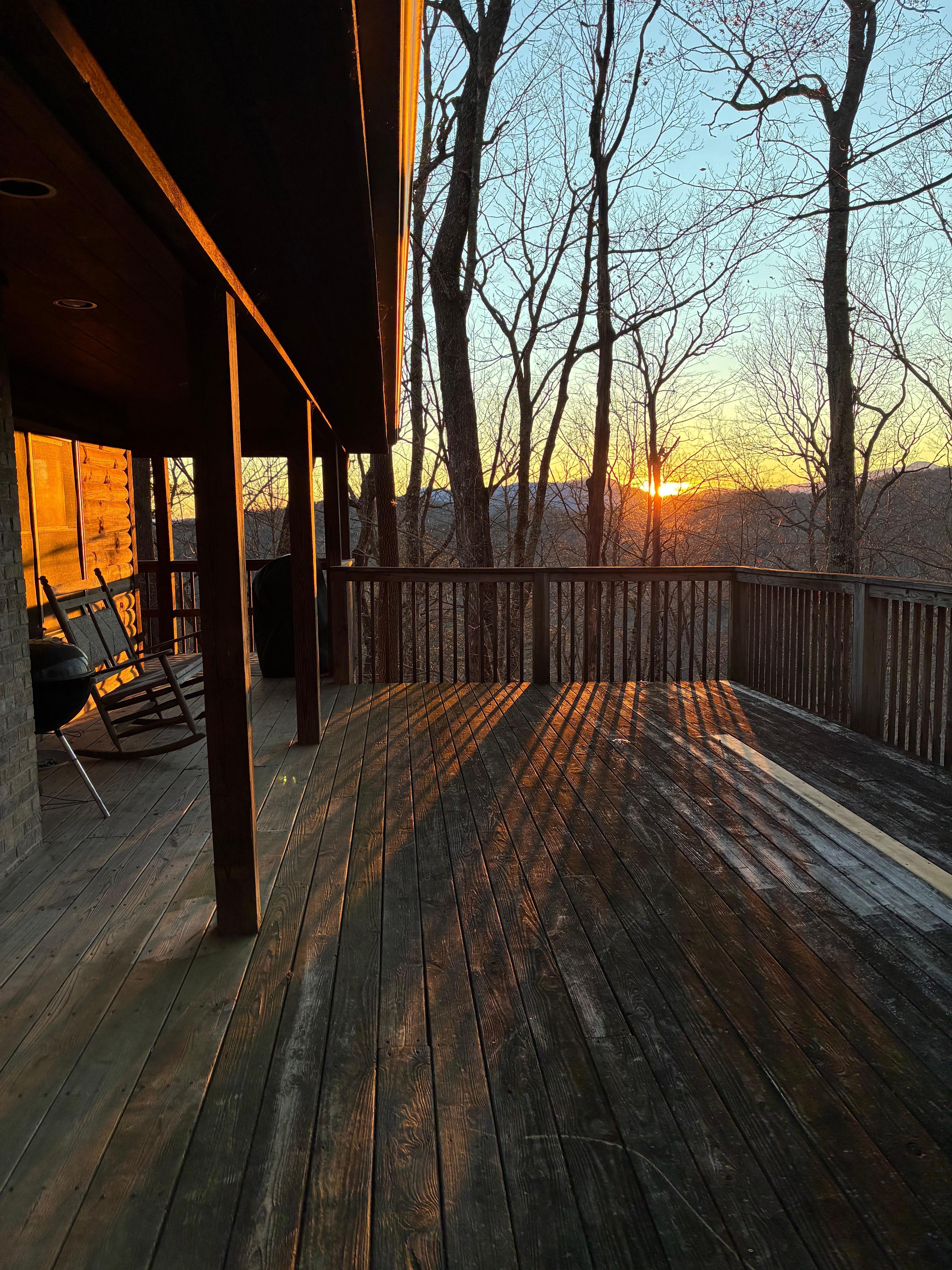 Sunset from one side of wrap-around porch. 