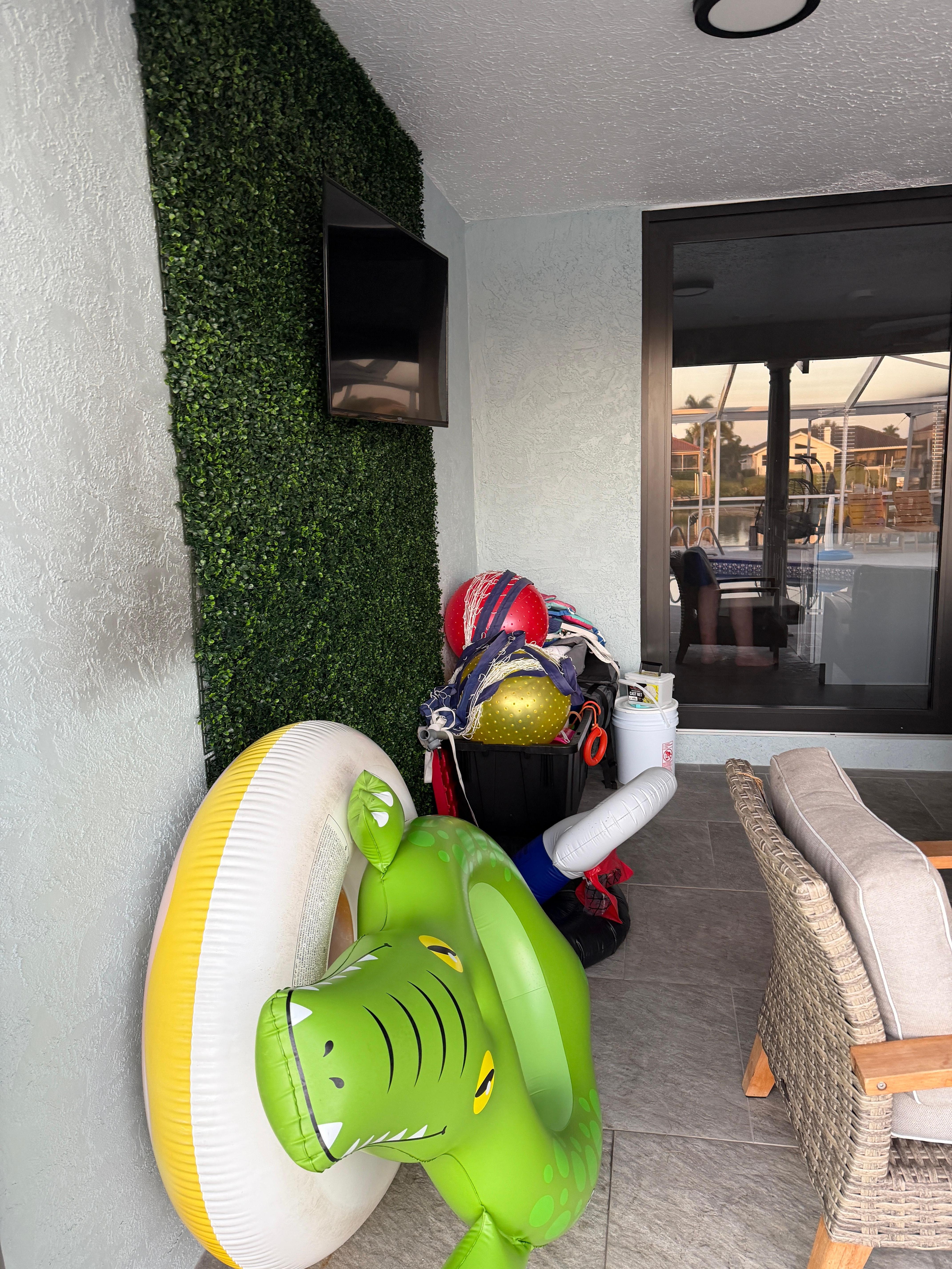 Well supplied pool toys, lawn chairs and cooler for the beach were also available.