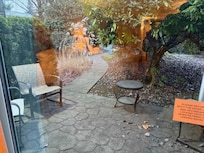 Dirty patio with no pool view