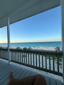 View of the beach from the oceanfront cottages.
