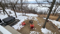 Hot tub and fire pit overlooking the lake