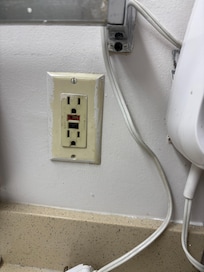 One busted outlet that was probably a fire hazard since it was near the sink