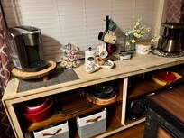 Check out the coffee bar! Everything you need for that perfect cup of coffee!
