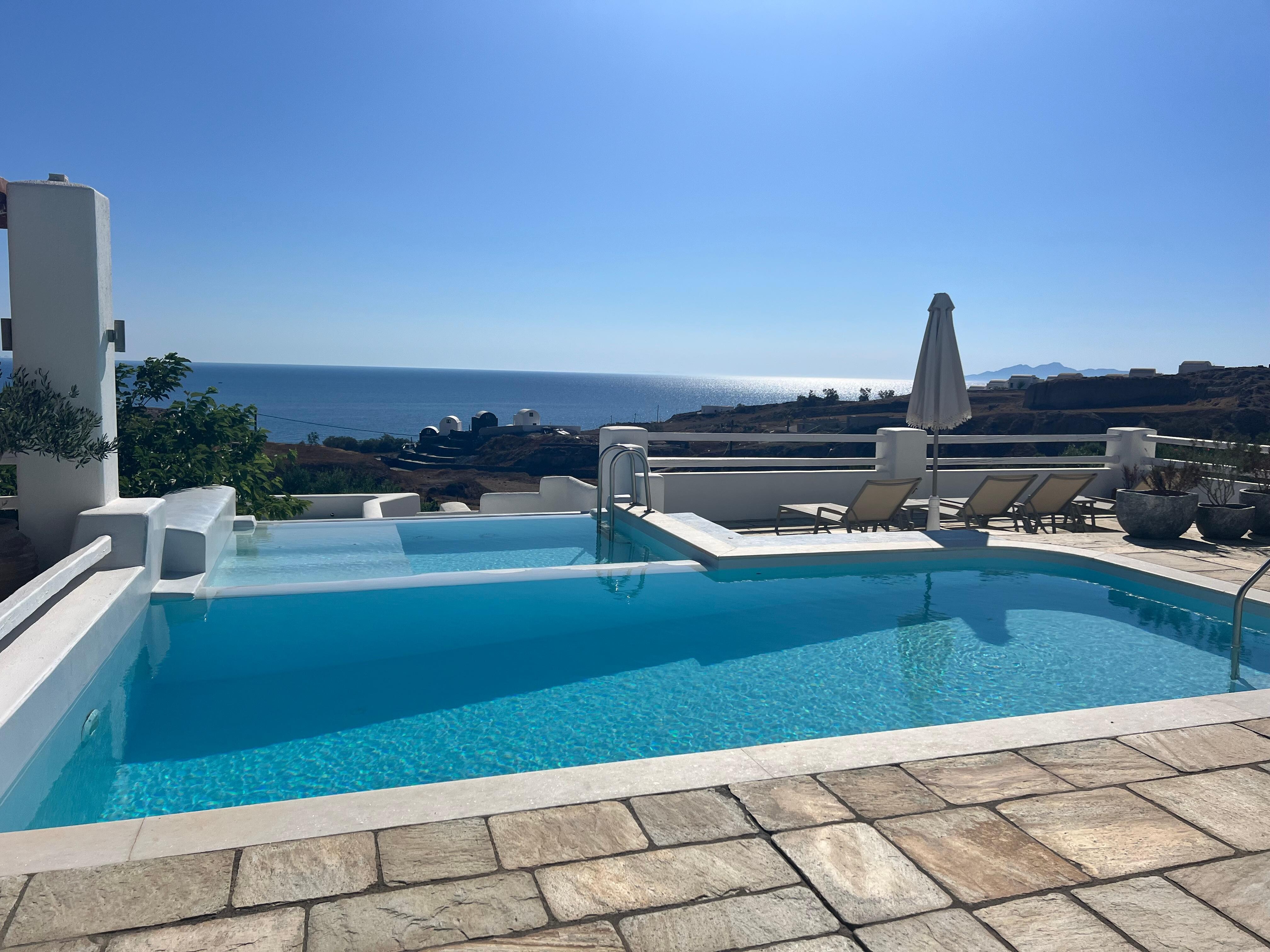 Private pool looking at the black sand beach 