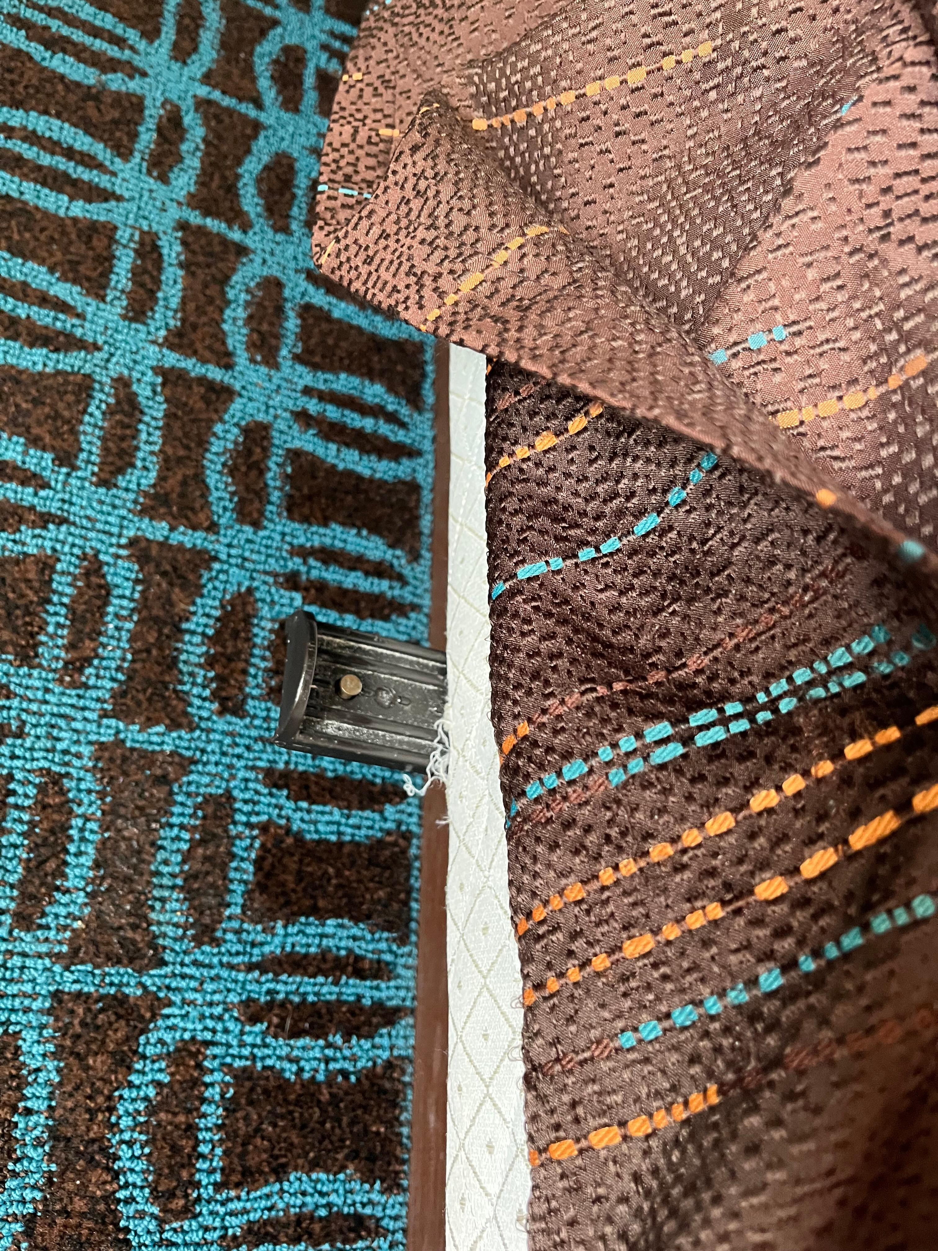 too large bed frame sticking out, but hidden under bed skirt so you can't see the trip risk