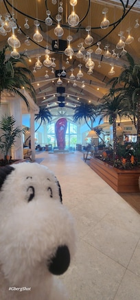 Lobby with our snoopy traveler.
