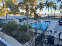 View from our balcony. Heated pool and pool bar on the left.