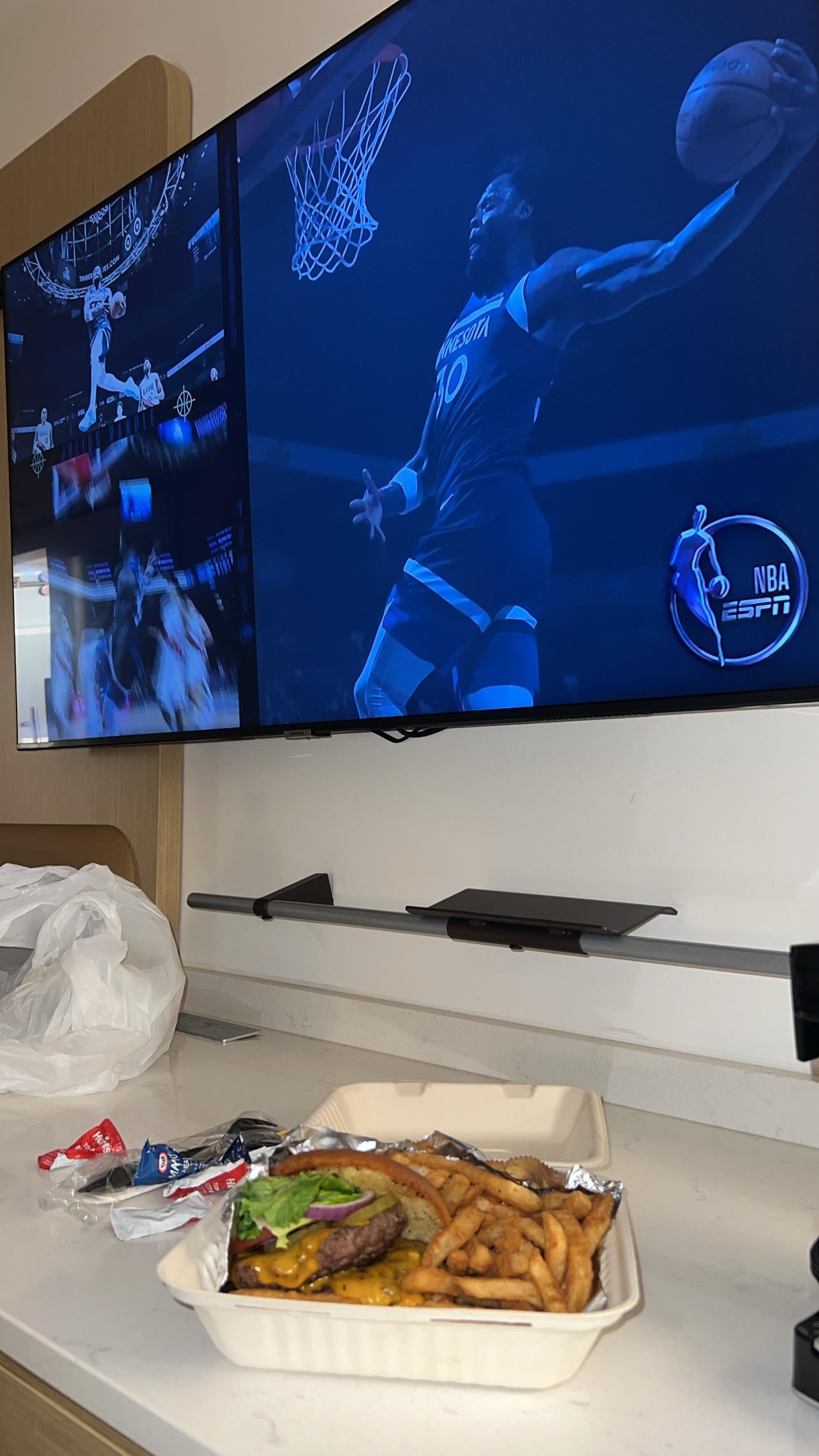 burger from the restaurant inside the hotel 