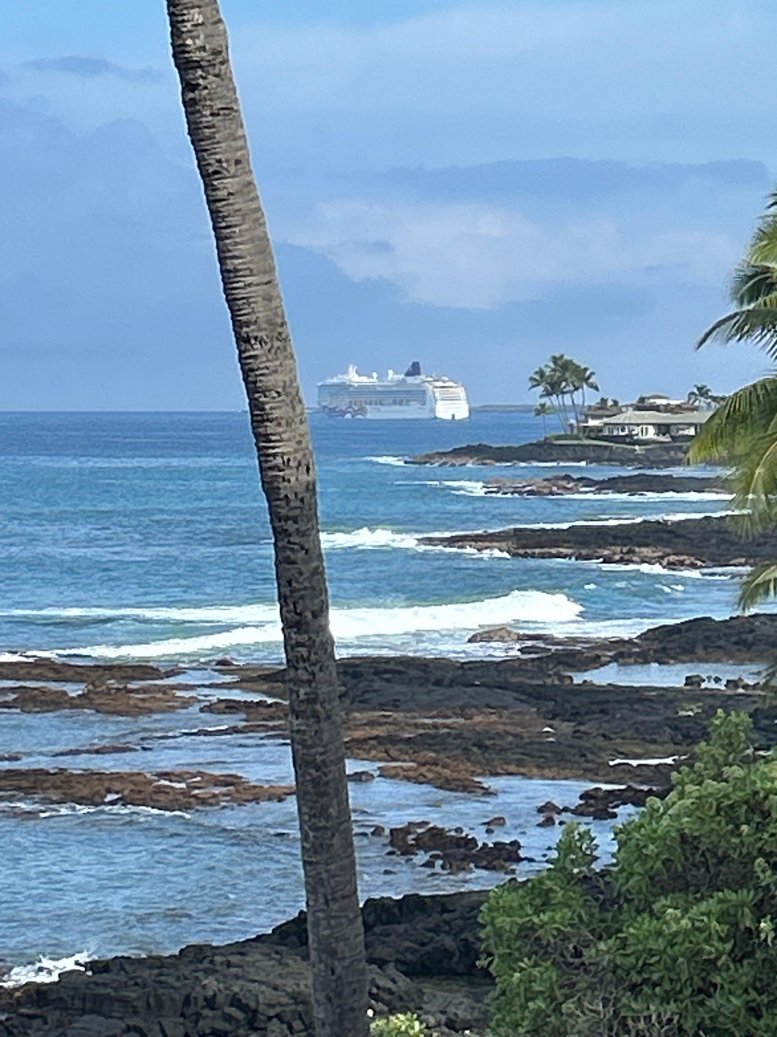 We could see cruise ships coming and going 