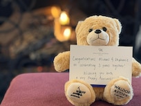 Hotel provided an anniversary card and bear